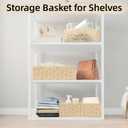 2 Pack Paper Rope Wicker Baskets with Handles, Storage Wicke Baskets for Shelves Organizing, Natural Color Toilet Basket Tank Topper, Small Woven Baskets for Storage, 14.17x6.1x4.72in