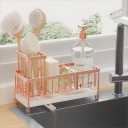 Cisily Sponge Holder for Kitchen Sink, Sink Caddy Organizer with High Brush Holder, Kitchen Countertop Organizers and Storage Essentials, Rustproof 304 Stainless Steel (Rose Gold, 9.25)