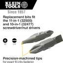 Klein Tools 32483 Bit for 11-in-1 and 10-in-1 Klein Screwdriver Nut Driver, #2 Phillips, 1/4-Inch Slotted