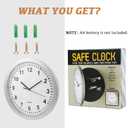 10 Inch Wall Clock with Hidden Safe, Battery Operated Quartz Plastic Vintage Decor Wall Clock Diversion Safe with Secret Storage for Kitchen Living Room Home Organization, Silver