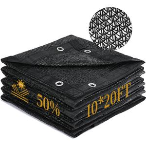 50% Shade Cloth for Garden, 10 x 20 FT Sun Shade Mesh Tarp with Reinforced Grommets, Durable HDPE Material Outdoor Shade Cloth for Plants, Greenhouse, Pergola and Backyard Patio Sunshade
