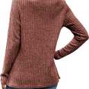 Buauty Womens Long Sleeve Shirt Tunics Tops for Fall Winter Spring, Lightweight Tunic Crew Neck Dressy Sweaters for 2025 (Medium, C02-caramel)