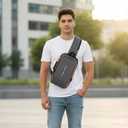 Unisex Anti-Theft Sling Bag with USB Port, Water-Resistant Crossbody Chest Backpack for Travel & Work