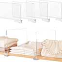 Acrylic Shelf Dividers,4 Pcs Closets Shelf Organizer for Clothing Handbags Books in Pantry, Bedroom and Kitchen, Adjustable Clear Closet Separator Wood Shelves Organize(11.1x8.1) (4 pack-M)