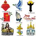 Minason Embroidered Iron-on Patches for Clothing: 9Pcs Bible Cross Jesus Sew on/Iron on Applique Repair Patch DIY Craft Accessories for Clothes Jacket Jeans Backpacks