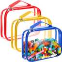 Sanwuta 3 Packs Toy Storage Bags with Zipper, Clear PVC Organizing Waterproof Toy Bags for Board Games, Building Blocks, and Kids Books(12.6 x 9 x 2.36 Inch,Red, Blue, Yellow)