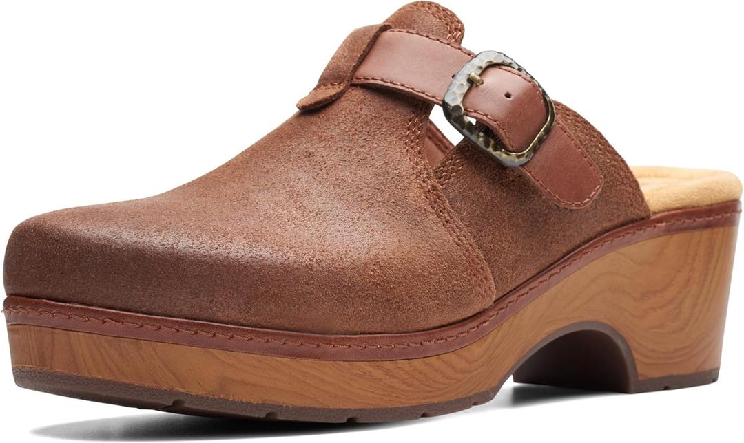Clarks Womens Paizlee Nora (8.5 Wide, Tan Suede)