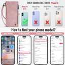 Defencase Compatible with iPhone 16 Case Wallet with RFID Blocking Card Holder for Women and Men, Fashion PU Leather Magnetic Snap Flip Zipper Strap Wallet Phone Case for iPhone 16 6.1", Rose Pink