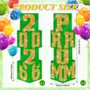 Queekay 8 Pcs Prom Column Standup Photo Booth Decorations 2026 Prom Backdrop Balloon Boxes Cardboard Decoration Column for Party College, 11.8 x 44.9 Inch(Green, Gold)
