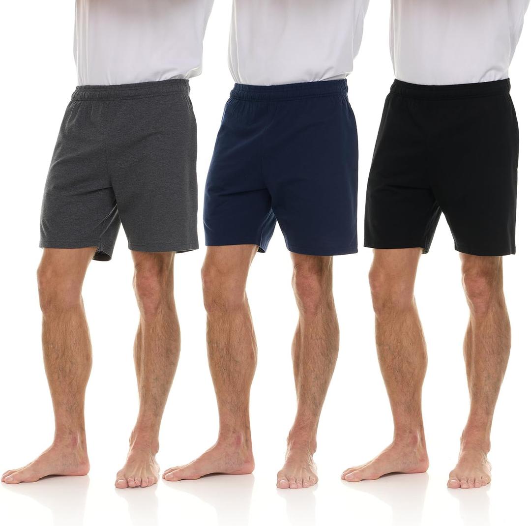 Essential Elements 3 Pack: Men's Cotton Shorts - 100% Cotton Lounge Athletic Casual Sleep Casual Pajama PJ Shorts (Small) Essential Elements 3 Pack: Men's Cotton Shorts - 100% Cotton Lounge Athletic Casual Sleep Casual Pajama PJ Shorts (Small)