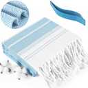 Genovega Oversized Turkish Beach Towels 74"x38" Thin Quick Dry Sand Free Pool Swim Bathing Towel Extra Large Blanket Adult Travel Essentials Cruise Accessories Must Haves Summer Light Blue Stuff