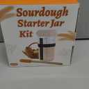 Sourdough Starter Jar, 2 Pack 35 oz Sourdough Starter Kit with Thermometer, Feeding Date Band, Scraper, Cloth Cover, and Metal Lid. Sourdough Baking (Orange)