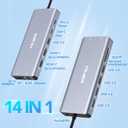 Laptop Docking Station Dual Monitor, 14 in 1 USB C Hub Multiport Adapter Dongle with 2 HDMI, DisplayPort, Ethernet, SD/TF, USB C/A Ports, PD, Mic/Audio, Compatible for MacBook Dell HP Lenovo