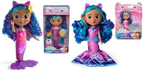 Gabby's Dollhouse: The Movie Bundle - 14" Sing & Shine Waterproof Mermaid Gabby Doll with Lights & Sounds + 6" Mer-Tastic Gabby Doll with Mermaid Outfit