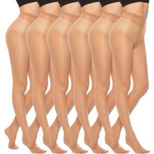 MANZI 5 Pairs 20D Women's Sheer Tights Ultra Thin High Waist Pantyhose Thigh Stockings S Light