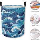 Laundry Basket Abstract Ocean Waves Collapsible Laundry Hamper with Handles Clothes Storage Bin for Household Bedroom Bathroom College Dorms