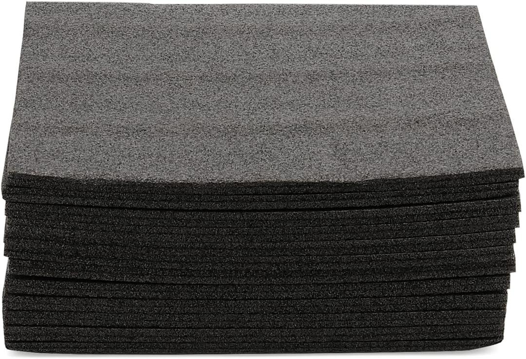 LEXININ 15 Pack 12 x 10 x 2/5 Inch Foam Pads, Polyethylene Cushioning Sheets for Moving, Packing, Crafting, Black