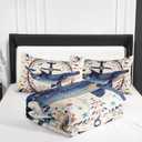 Whale Comforter Bedding Set with 2 Pillowcase King Size Ocean Comforter Set for Kids Boys Girls Bedroom Decor