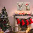 YTRGI Christmas Reindeer Mooses Art Decor, Christmas Reindeer Wall Decor, Vintage Red Nosed Elk Mooses Poster Hanger Frame, Mooses Gifts 12x16 In Set of 2