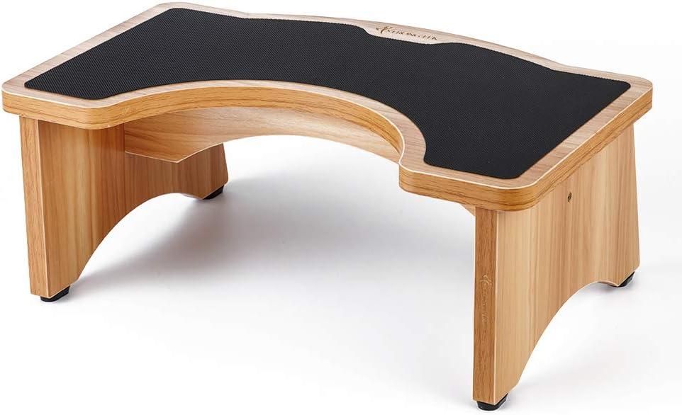 StrongTek Enhanced Squatting Toilet Stool, Wooden Potty Stool for Bathroom, Extra-Thick Wood, Sturdy 350 lbs Capacity, Comfortable Toilet Stool for Kids, Adults & Seniors (Natural)