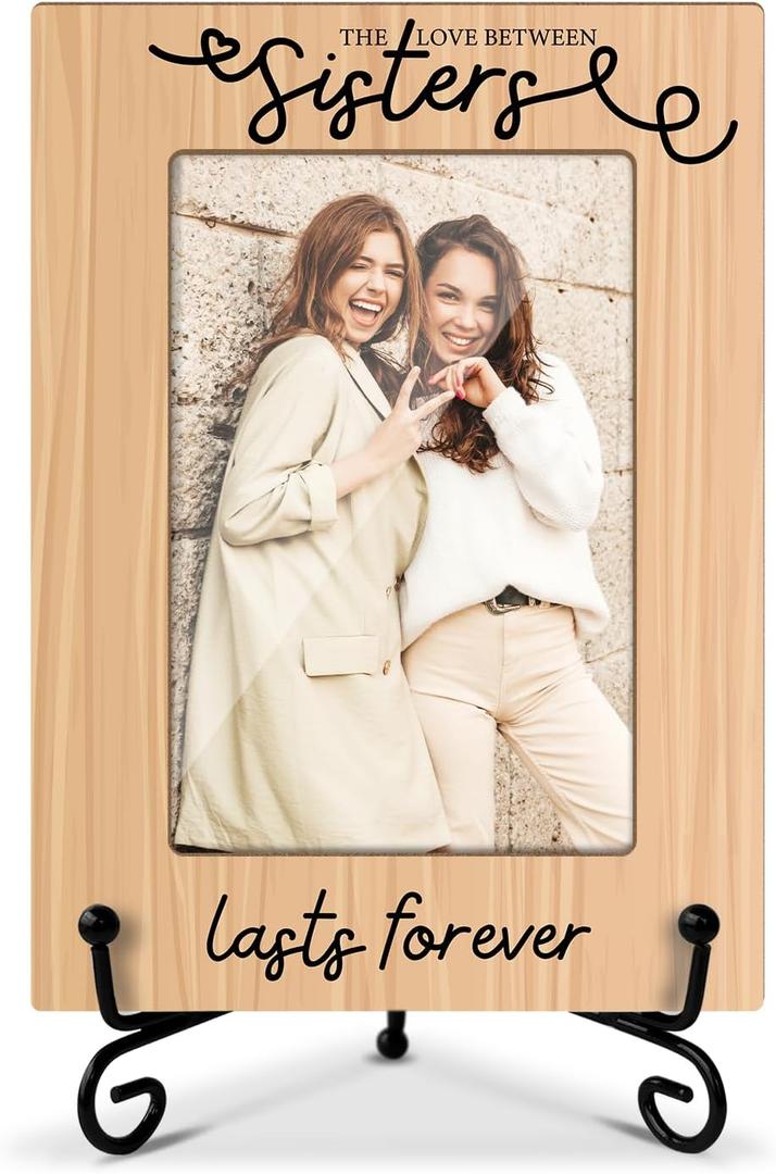 Sister Gift Wood Photo Frame for Besties Sisters Women Friends Maid of Honor Matron of Honor, Home Table Decor Supplies Friendship Gifts Tabletop Picture Frame with Stand (4x6" Vertical Photo) -14