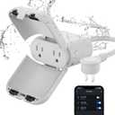 ELEGRP PQR20 Outdoor Smart Plug Waterproof IP66, WiFi Plug with 2 Individually Sockets, Compatible with Alexa & Google Assistant, Smart Outdoor Outlet for String Lights, UL Certified, 1 Pack, Grey (WhiteSmoke)