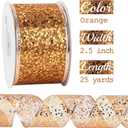 MEEDEE Orange Glitter Wire Mesh Ribbon with Sparkle Halloween Ribbons Wired 2.5 Inch Wired Ribbons Burnt Orange Ribbon for Christmas Tree Decoration, Wreath Bow Making (25 Yards)