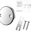 2-Hole Bathtub Overflow Cover Plate with Adapter, Brushed Nickel, Installation Hardware Included (Chrome)