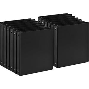 SUIN 1-inch 3 Ring Binder with Durable -Premium 1'' Binders with 3 Roung Ring, Large 200 Sheet Capacity, Fit 8.5" x 11" US Letter Size Paper (1'' -Black 12 Packs)