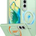 Oneagle 360 Spin Magnetic Stand for Samsung Galaxy S25 Edge Case Translucent [Fit for Magsafe], Matte Slim S25 Edge Phone Case 6.7" with [Rotatable Kickstand Ring] [15FT Mil-Grade Shockproof]-Green