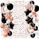 2 x Cheerland Boho Party Decorations Rose Gold Black Balloon Kit Bohemian Birthday Decorations Cresent Moon Garlands Boho Theme Party Backdrop Halloween Party Decor