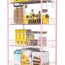 PLKOW 4-Tier Metal Rolling Utility Cart, Multi-Functional Storage Cart for Office, Living Room, Kitchen, Bathroom, Lightweight Organizer Cart with Wheels, Pink