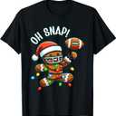 Funny Gingerbread Man Pajamas & PJs Xmas Holiday Oh Snap Gingerbreadman Christmas Football T-Shirt L