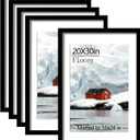 20x30 Picture Frame Set of 5, Black Poster Frame, Display Pictures 16 x 24 with Mat or 20 x 30 Without Mat for Horizontal or Vertical Wall Mounting, Wall Gallery Frame