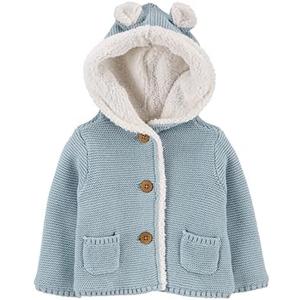 Carter's Unisex Baby Boys and Baby Girls Button Front Hooded Sherpa-Lined Cardigan Jacket 18 Months
