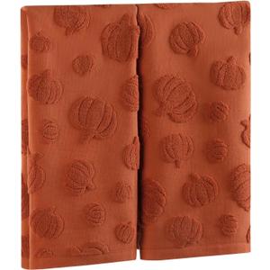 Quera 2 Pack Hand Towels Fall Pumpkin Thanksgiving Dark Color Bathroom Decorative Towels Set for Drying, Cleaning, Cooking, Holiday 13.7'' x 29.5'', Rust