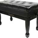 Genuine Leather Duet Piano Bench with Storage,Adjustable Heavy Duty Wooden Double Keyboard Seat XHJ-11G(Black)