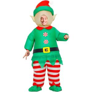 MXoSUM Inflatable Christmas Elf Snowman Costume for Adult Funny Blow up Santa Claus Gingerbread Man Costume