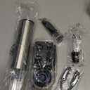 Liuzouwin5-in-1 ElectricWine Bottle Opener Set Battery Operated Reusable Corkscrew with Storage Base, Foil Cutter, Wine Pour& Wine Stopper (Silver)