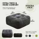 11" Thick Washable Floor Pillow for Adults, Yoga & Meditation Cushion with Handle, Square Large Pillows Seating with Removable Tufted Corduroy Cover for Tatami Living Room Board Games (Black), 22"D x 22"W x 11"H