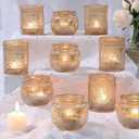 DARJEN 11Pcs Gold Votive Candle Holders - Glass Candle Holder for Table Centerpiece, Tea Light Candle Holders Glass for Wedding Shower, Home & Tea Party Decor