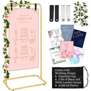 Welcome Sign for Wedding, Adjustable Gold Sign Stand, Indoor/Outdoor Easel Display Poster Stand