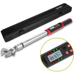 VANPO Adjustable Digital Torque Wrench 5-99.6 ft.lb/6.8-135 N.m, 1418 mm Open End, 38 mm Adjustable Jaw, Accuracy 2%, LED and Buzzer Notification, HVAC Torque Wrench for Mini Split AC, Pipeline