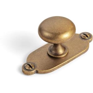 Goo-Ki Antique Brass Zinc Alloy Cabinet Knob with Backplate - Single Hole Center Cabinet Pull Hardware for Bedroom, Kitchen, 2 Pack8611-G013
