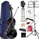 Aileen Violin 4/4 Full Size for Adults Beginners, Black Fiddle Starter Kit for Students Age 12+, including Music Stand, Unique New Fingerboard Sticker, Mute