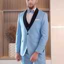 Men's Tuxedos 3 Piece Suit Set Slim Fit Double Breasted Suit Men Wedding Prom Tuxedo with Bow (Royal Blue)