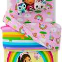 DreamWorks Gabby's Dollhouse Cakey, Mercat and Pandy Kids Bedding Super Soft Comforter and Sheet Set, 4 Piece Twin Size, (Official Licensed Product) by Franco