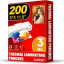 CAREGY Thermal Laminating Pouches, Holds 8.5 x 11 Inch Sheets,200 Pack Laminating Sheets, 3 Mil, 9 x 11.5 Inches Lamination Sheet Paper for Laminator, Clear, Letter Size, Office and School Supplies