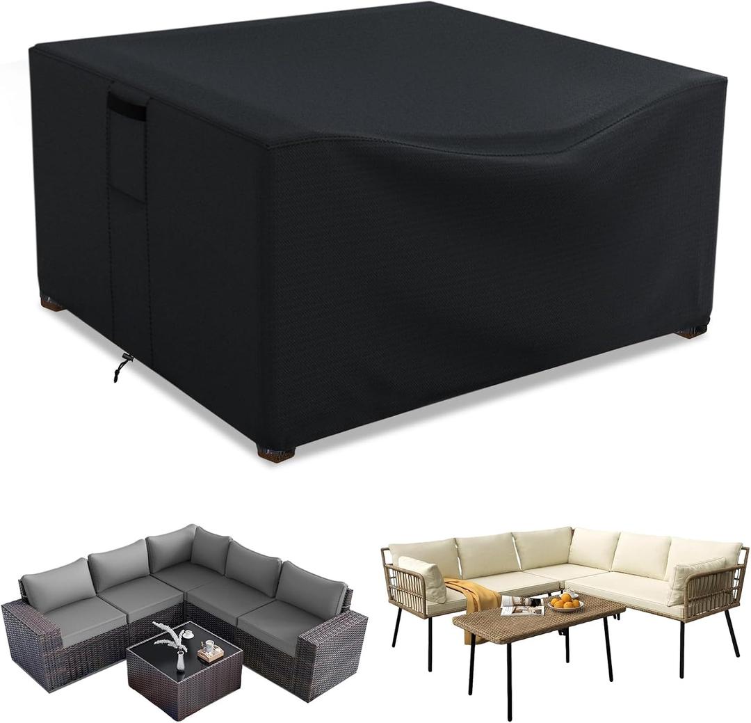 Patio Furniture Covers Waterproof, Heavy Duty 600D Outdoor Furniture Covers for Outside Sectional Sofa Set,Tear Resistance and Anti-UV, Black,118"L x 118"W x 32"H