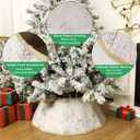 Blissun Fabric Christmas Tree Collar, Xmas Tree Ring, Willow Christmas Tree Skirt for Christmas Tree Decorations (Concrete Beige)